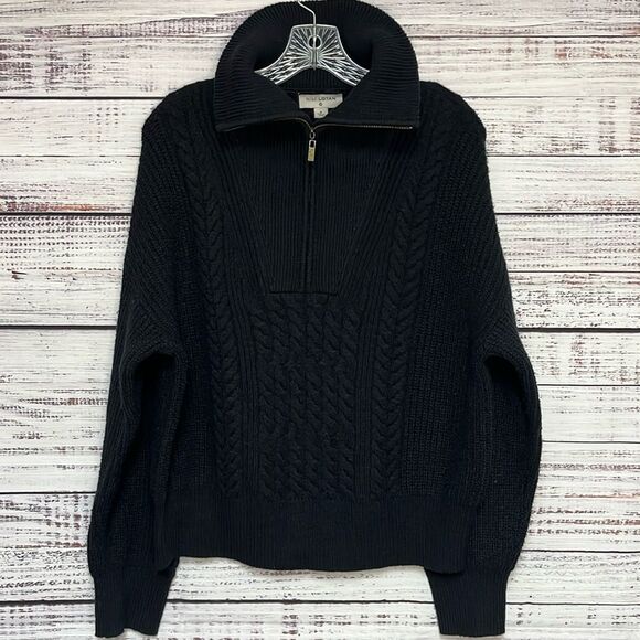 Nili Lotan for Target Cable Knit Sweater 1/2 Zip Womens M Black Cotton Blend - Picture 1 of 9